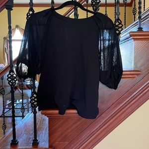 Banana Republic sheer puff sleeves Black Blouse